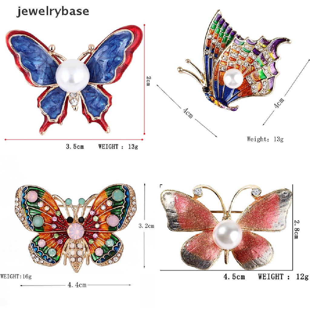 Bros Bentuk Hewan Butterfly Aksen Kristal Dan Berlian Imitasi Untuk Wanita