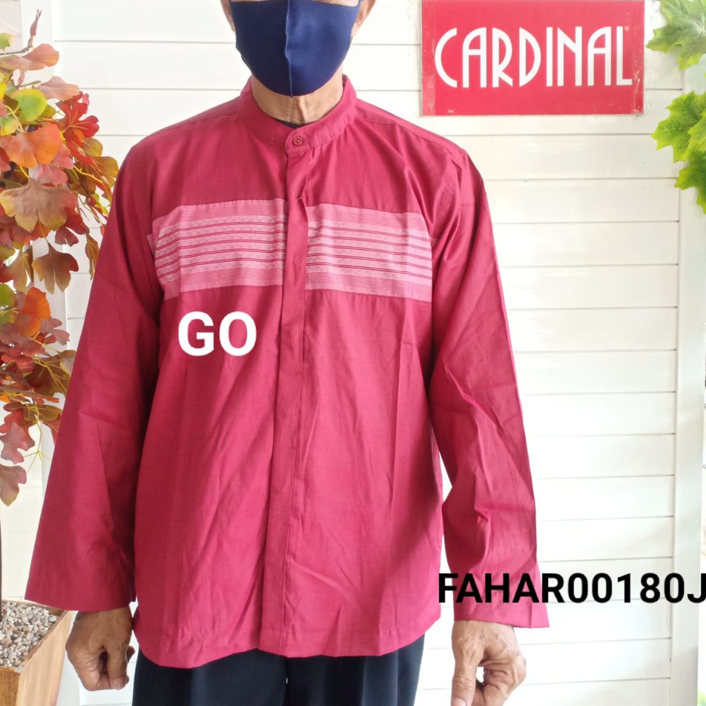 gos SM FR CARDINAL KEMEJA KOKO/TAQWA FORMAL Reguler Baju Muslim Pakaian Pria Muslim Lengan Panjang