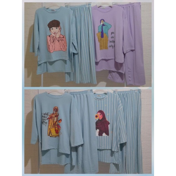 Setelan Viral bahan combed import Theresia