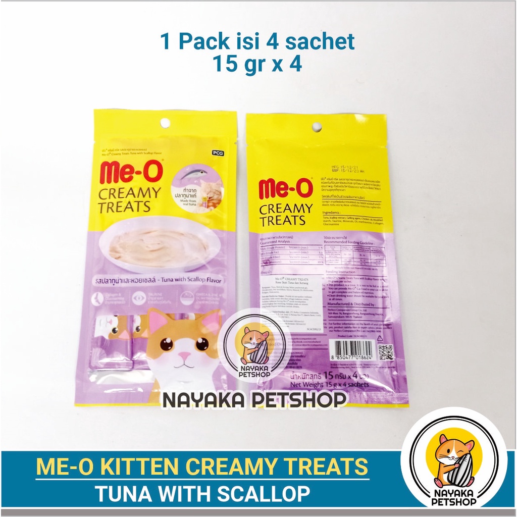 Meo Creamy Tuna Scallop 60 gr Treats Cemilan Snack Kucing Cat Food