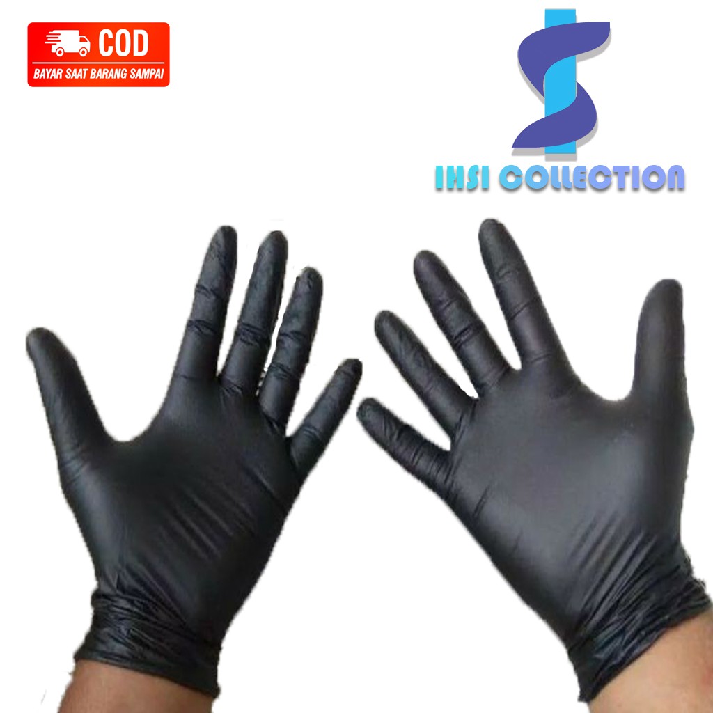 [ COD ] Sarung Tangan Karet Nitrile Warna Hitam ECER / SATUAN MURAH/ Sarung Tangan Medis/nitril