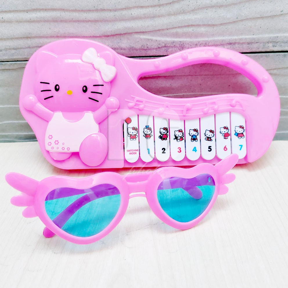 Piano Hello Kitty Kacamata Mainan Alat Musik Anak Organ Elektronik