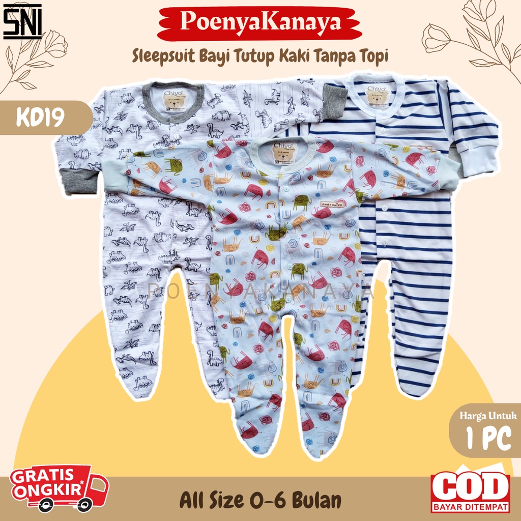 Chiyo Sleepsuit Bayi TUTUP Kaki 0-6 Bulan SNI TANPA Topi KD19