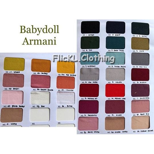 Bahan Kain BabyDoll Armani Armany Jilbab Segiempat Khimar Syari Pashmina Rollan