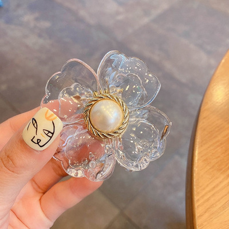 Sweetheart Ins Hot Girl Flower Catch Clip Shark Clip Personality Hair Catch Back Head Clip Temperament Hairpin Net