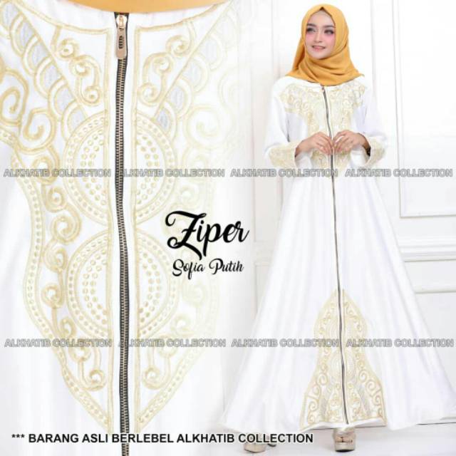 ORI ALKHATIB abaya Zipper Sofia putih