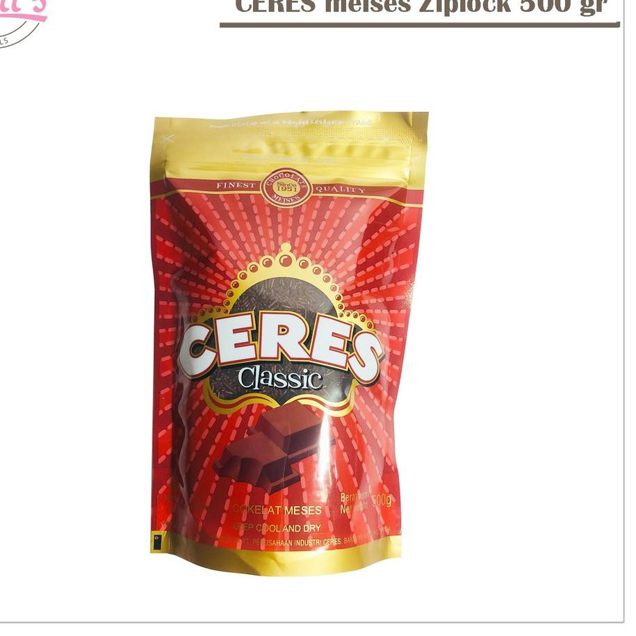 

Ready Banyak Meises CERES 500 gr Ziplock / Meses / Coklat Butir..