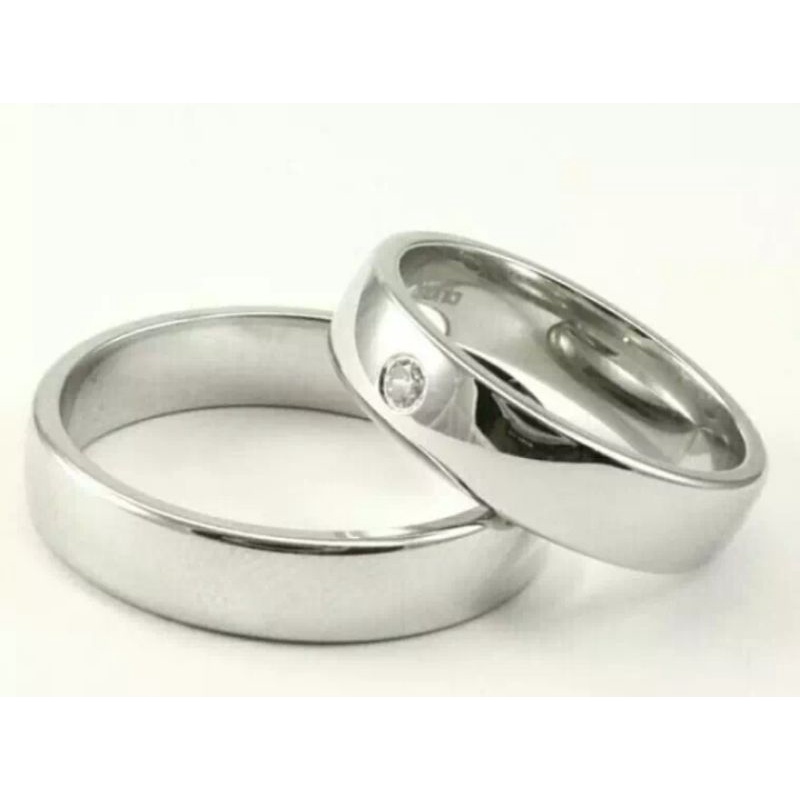 CINCIN TITANIUM SILVER MATA SATU PRIA WANITA