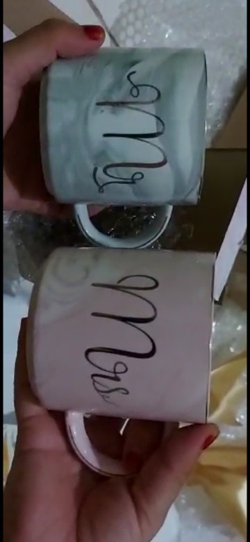 Gelas Marble Couple Keramik Mug Mr & Mrs Couple Glass Set / Couple Mug Set / Gelas Mug Pasangan