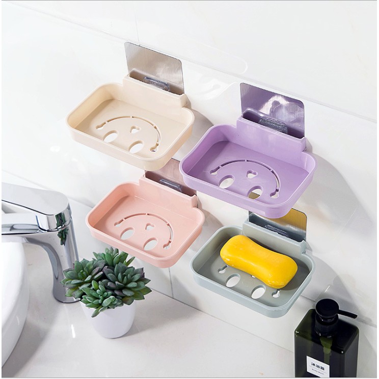Rak Tempat Holder Sabun Smile Lubang Kamar Mandi Tempel Dinding Lem