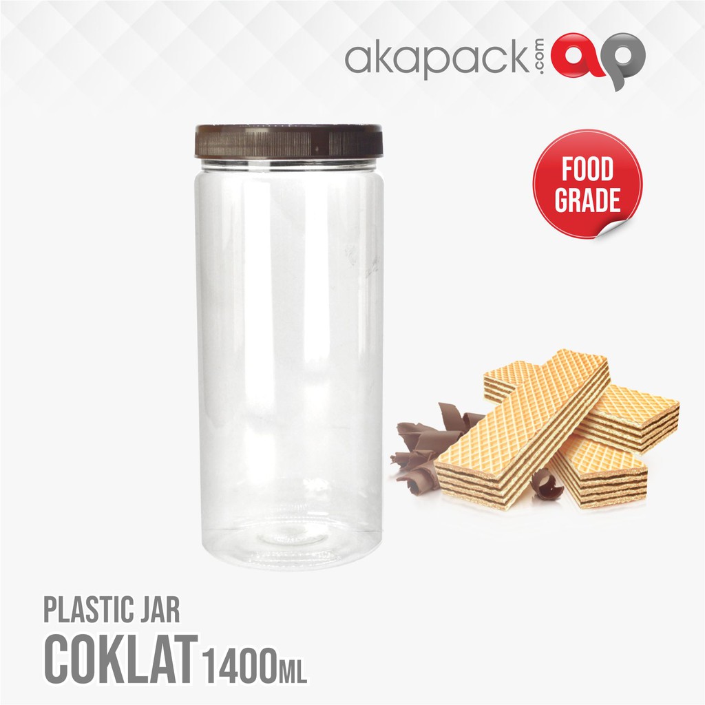toples coklat 1400ml tutup Bening / toples astor