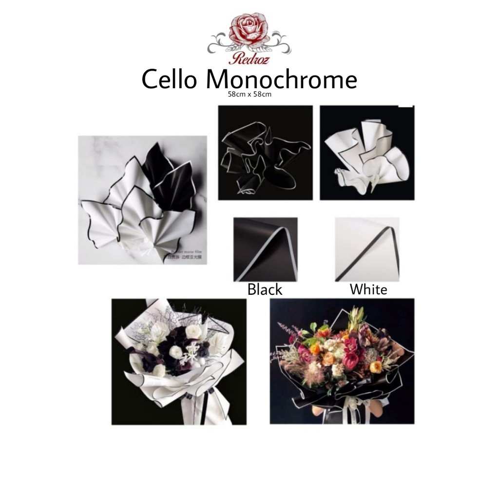 

( 5 Lembar ) Flower Wrapping / Kertas Bunga / Flower Paper Cellophane MONOCHROME
