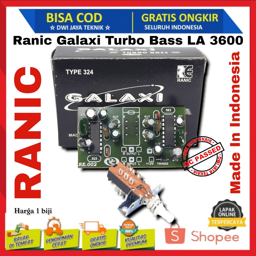 galaxy turbo bass type 324 kit audio ranic penambah tenaga amplifier atau speaker aktif