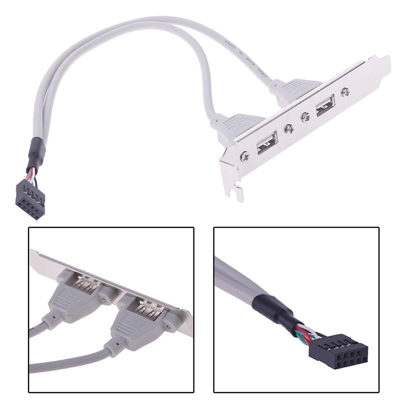 (Ele) 1pc Bracket Adapter Expansion 2 Port Usb 2.0 Warna Putih Untuk Panel Belakang Motherboard