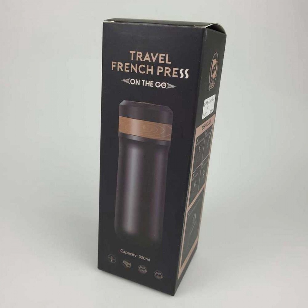 French Press Portabel Botol Minuman Travel Mug Coffee Maker 320ml