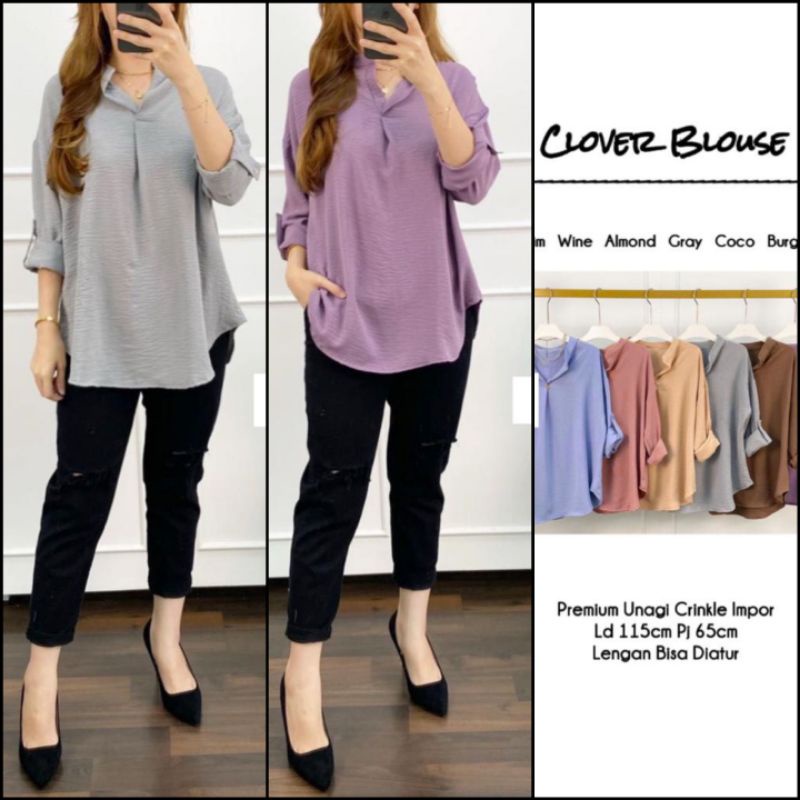 Blouse Clover - Atasan Blouse Terbaru Bahan Premium Unagi Import by MPMF