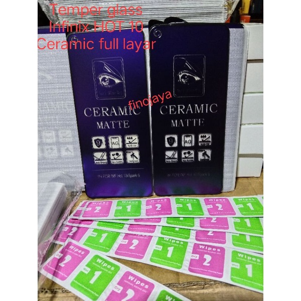 TG Tempered Glass Infinix Hot 10 Anti gores Ceramic Matte Anti Blue full layar