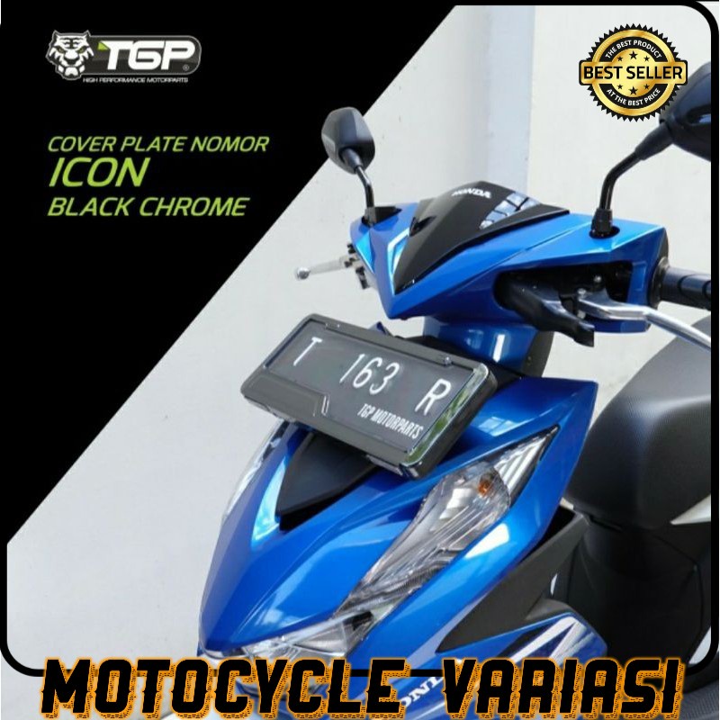 Cover tempat plat nomor motor TGP icon black chrome universal