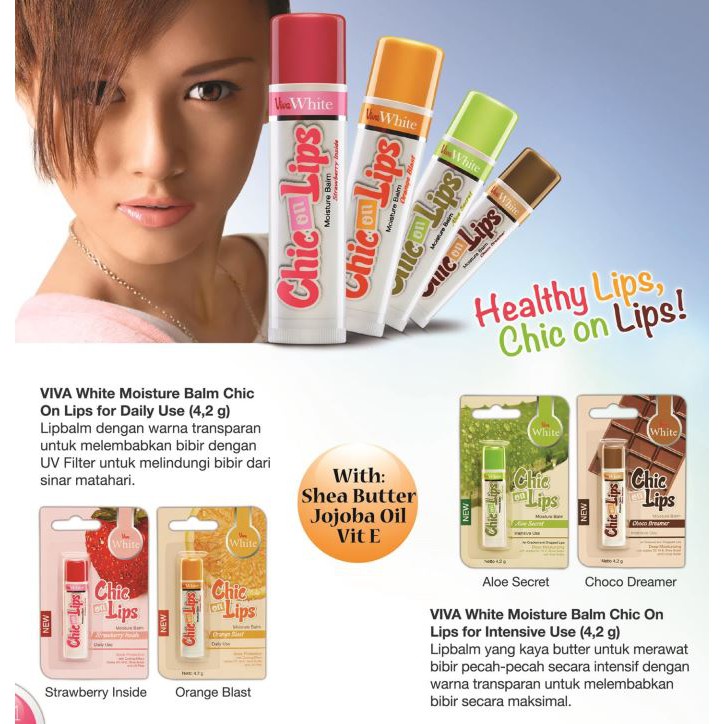 * NCC * Viva White Lip Balm Chic On Lips Moisture Balm Lipbalm Pelembab Bibir - Netto 4,2 gr