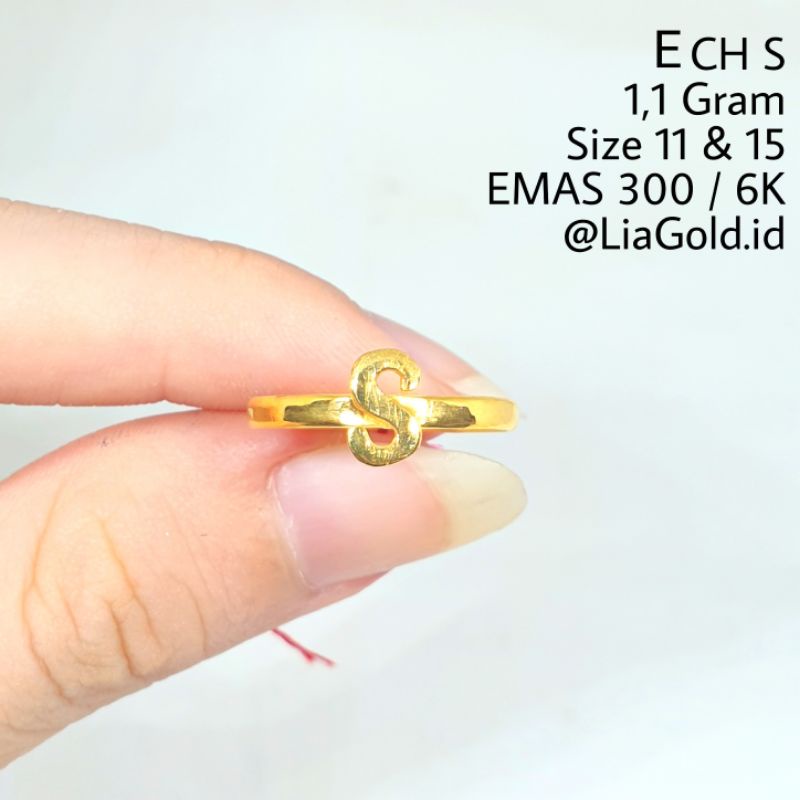 Cincin Huruf EMAS ASLI Kadar 300 / 6K ( TOKO MAS LIA GOLD BEKASI )