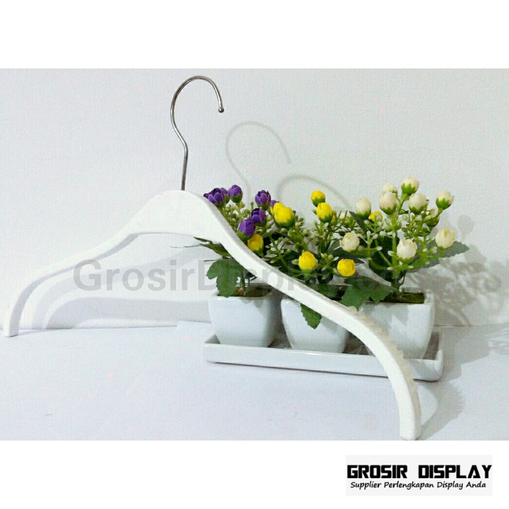 Hanger Zara Putih Gantungan Baju Atasan Distro Butik White Glossy Premium PROMO Hanger Anti Selip