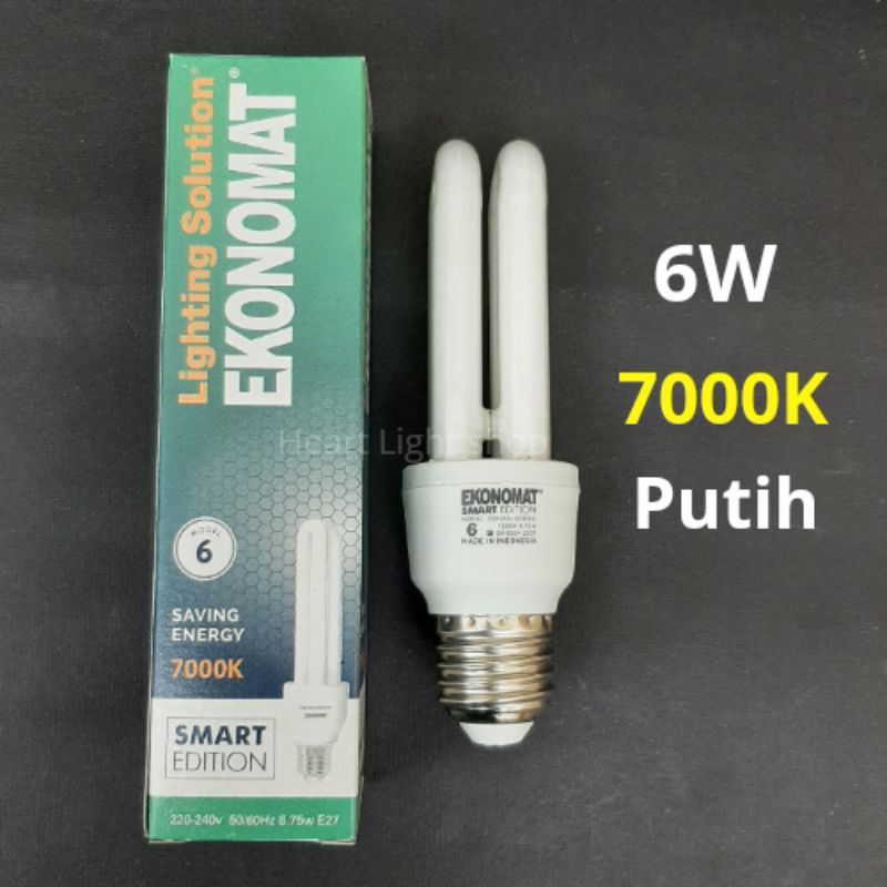 LAMPU PLC 6WATT PUTIH LAMPU LILIN LAMPU CFL 2U/PLC 2U 6WATT EKONOMAT FCL 2U