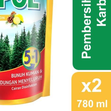 ➴ Wipol Sabun Karbol Pembersih Lantai Lemon Tangguh Bunuh Kuman 780 ml Twin Pack ♠