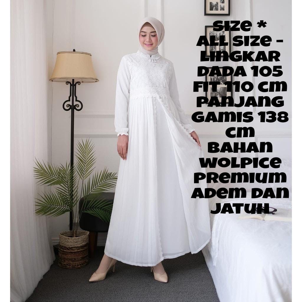 Rabarra FASHION BAJU GAMIS WANITA YUNI MAXI BROKAT PUTIH TERBARU GAMIS BRUKAT  MEWAH ELEGAN BUAT PES