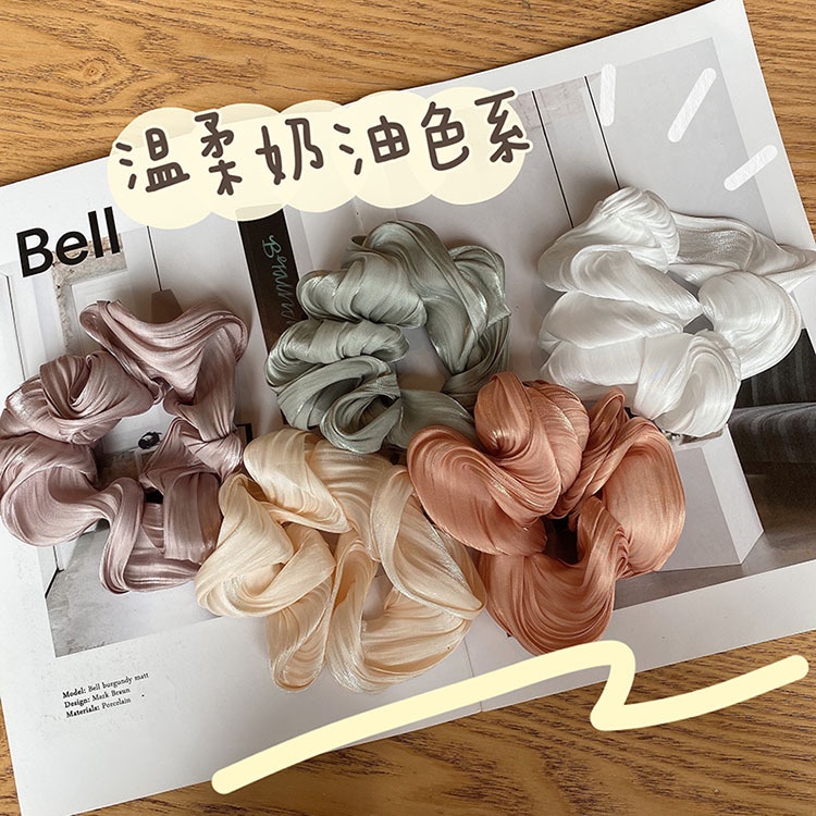 HIGH-END BIG SCRUNCHIE SOLID COLOR SCRUNCHIES WARNA POLOS SATIN BESAR IKAT KARET RAMBUT AKSESORIS ELEGAN KOREA HAIR TIES RIBBON ACCESSORIES