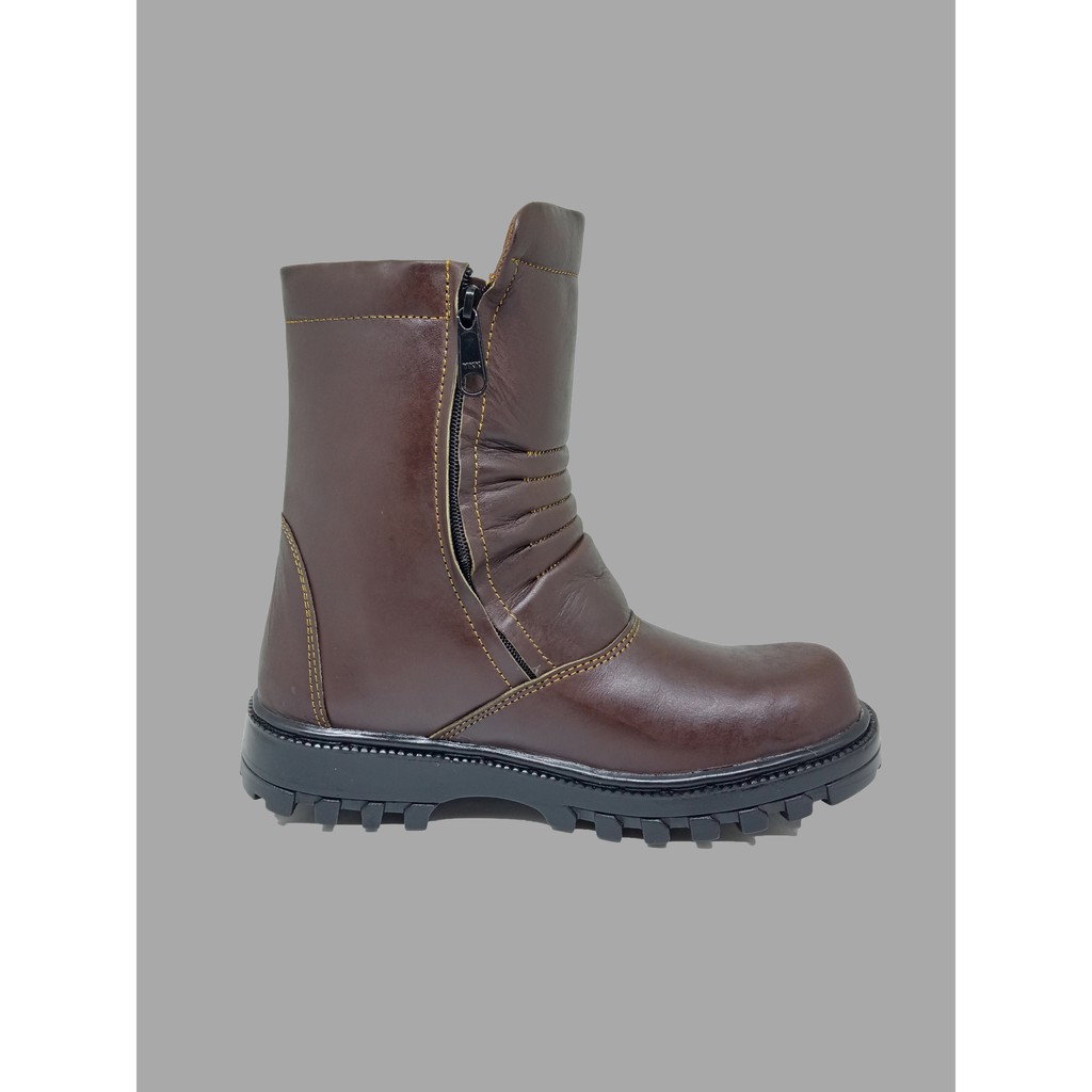 Sepatu Safety boots Asli Kulit Lodong King cokelat Nyaman saat kerja lapangan / pabrik