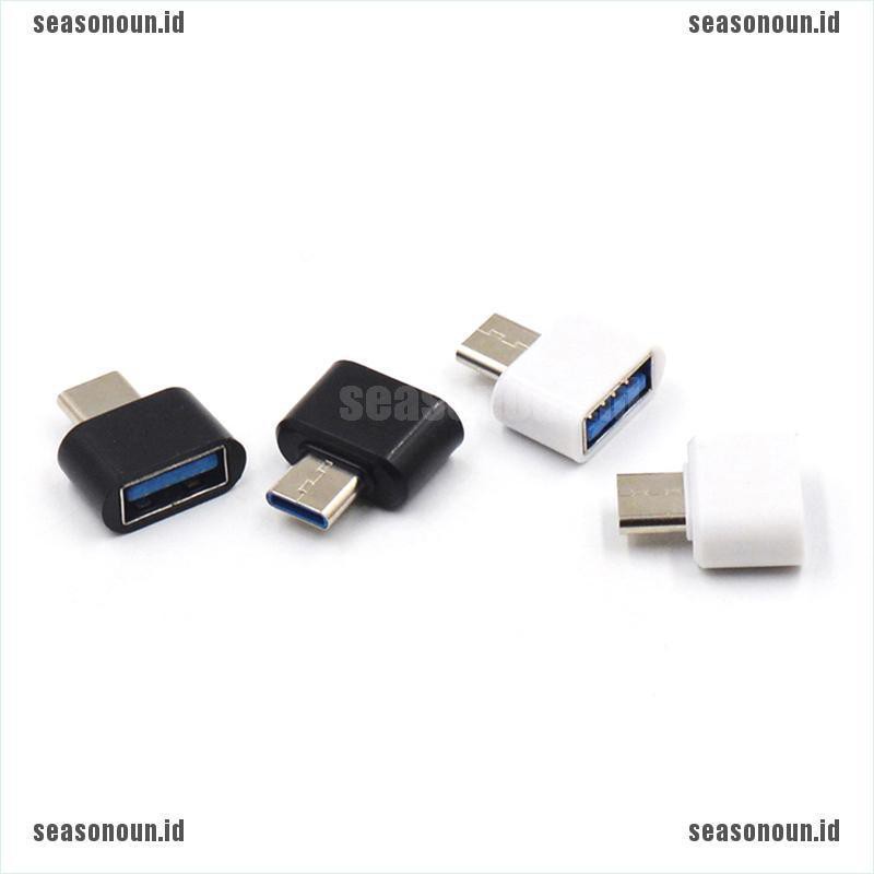 (sea) 2pcs Adapter Konverter Data OTG USB Tipe C Male Ke USB 2.0 Female Untuk Pc