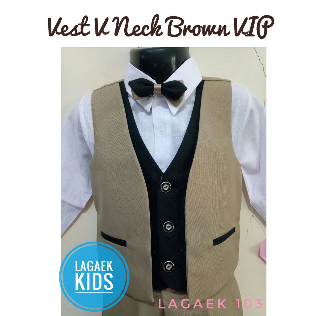 Setelan Vest Anak Laki Lengkap Usia 3 6 9 bulan 1 2 3 4 Tahun Vest GOLD PREMIUM - Setelan Pesta Anak Vest COKLAT Gold Tuxedo