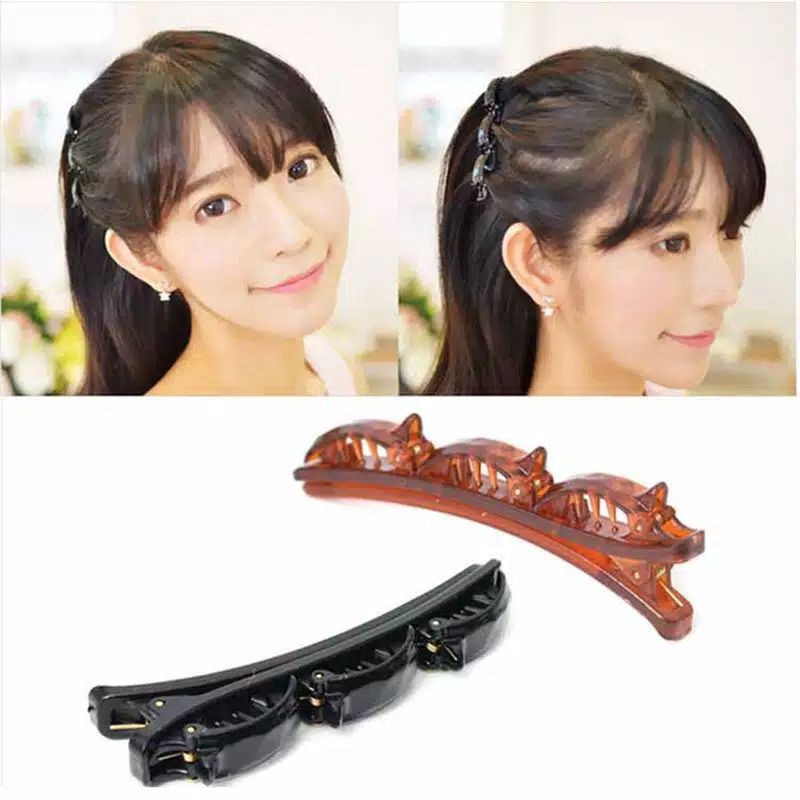 mrcaisen Bando jepitan rambut kepang layer hairpin poni klip korea ganda2in1