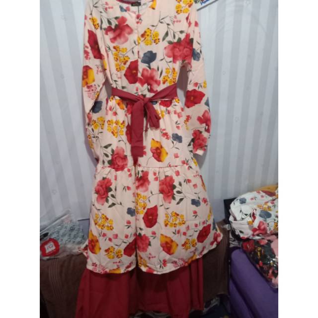 Gamis flower 2 susun