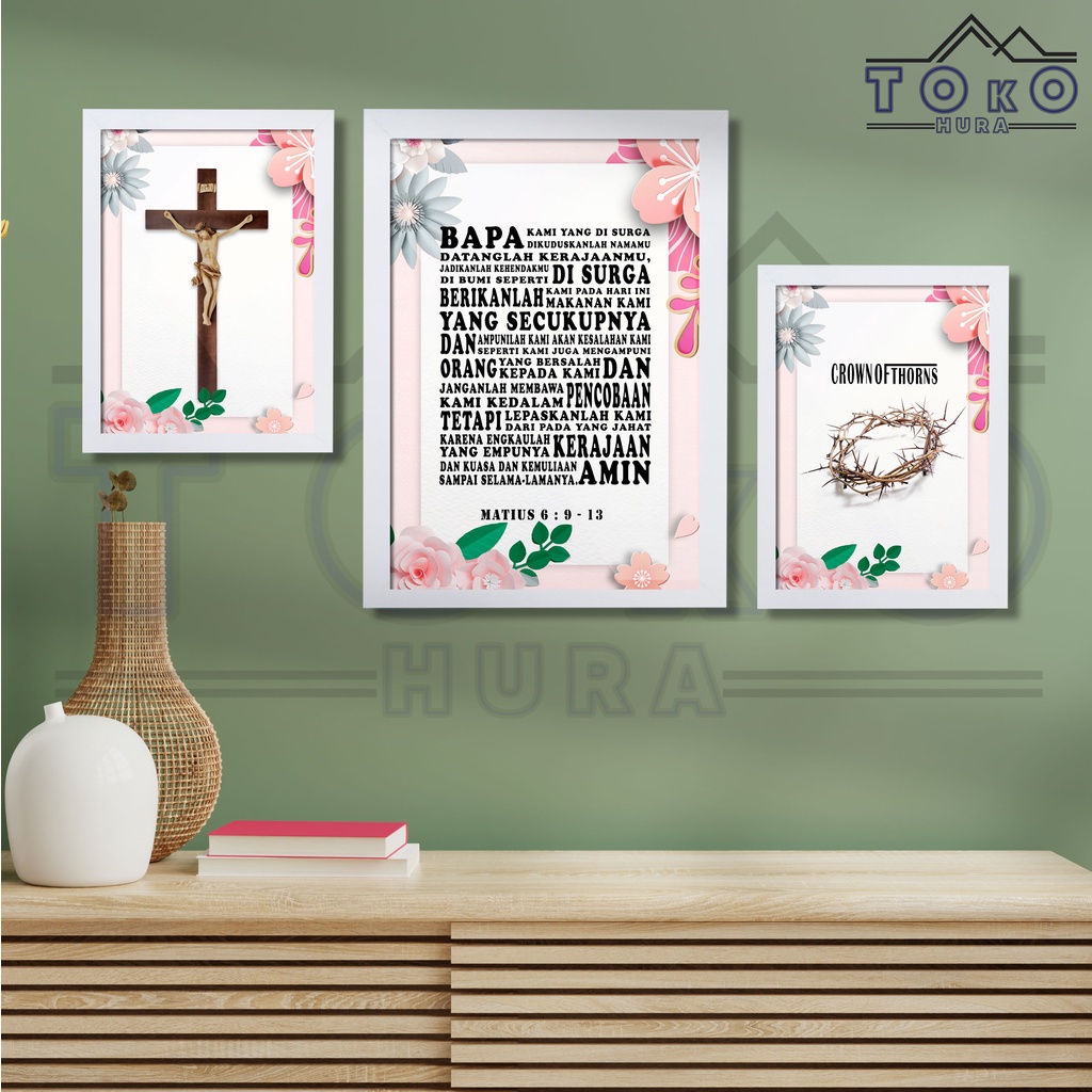 Walldecor Hiasan Bingkai Rohani Doa Bapa Kami Tuhan Yesus Kristen