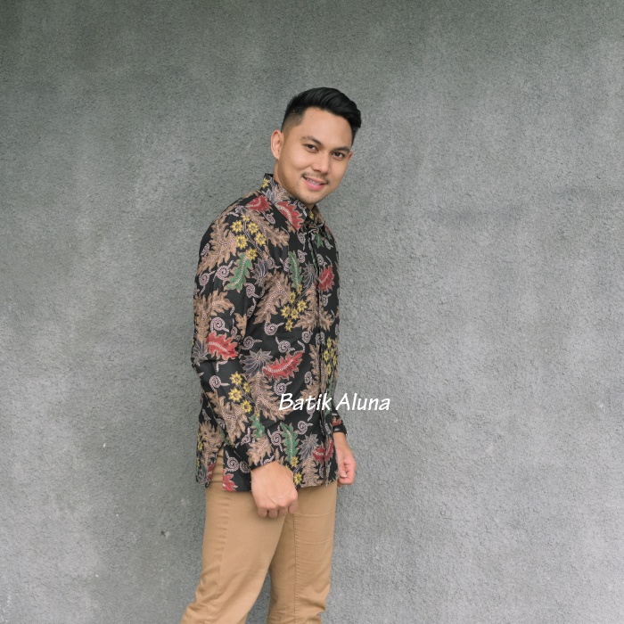 Baju Batik Pria Premium Lengan Panjang Modern Full Furing Slimfit Batik Solo Katun Prima Hem Batik Aluna Reguler atasan slim fit modern jumbo cowok bahan katun terbaru mewah dewasa mens dewasa jumbo kekinian Pria Lengan Panjang PL 109