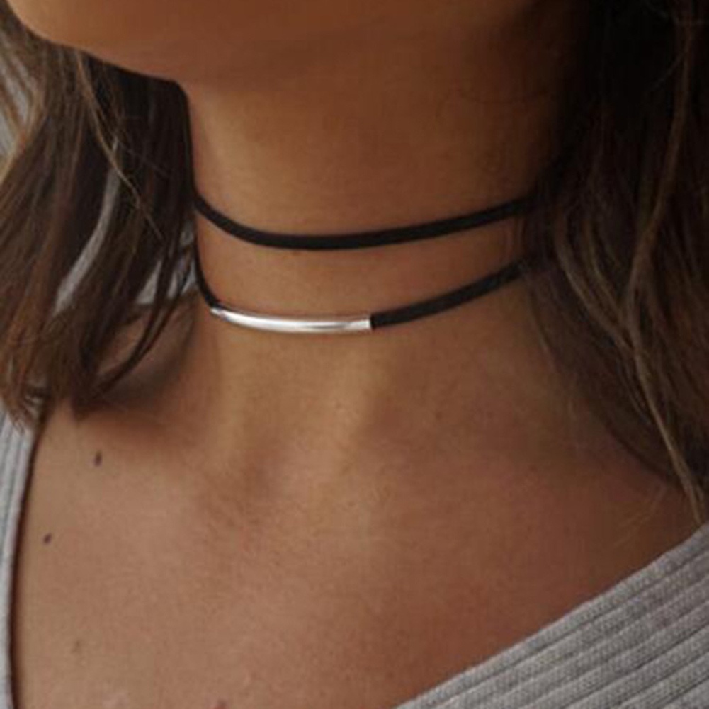 Hu Hu Hu Hu Hu Alat Bantu Pasang Kacamata♡ Kalung Choker Double Layer Gaya Gothic Untuk Wanita