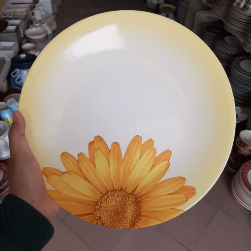SUNFLOWER DINNER PLATE PIRING CEPER KERAMIK SANGO MOTIF BUNGA MATAHARI HIAS HIASAN KOLEKSI PAJANGAN