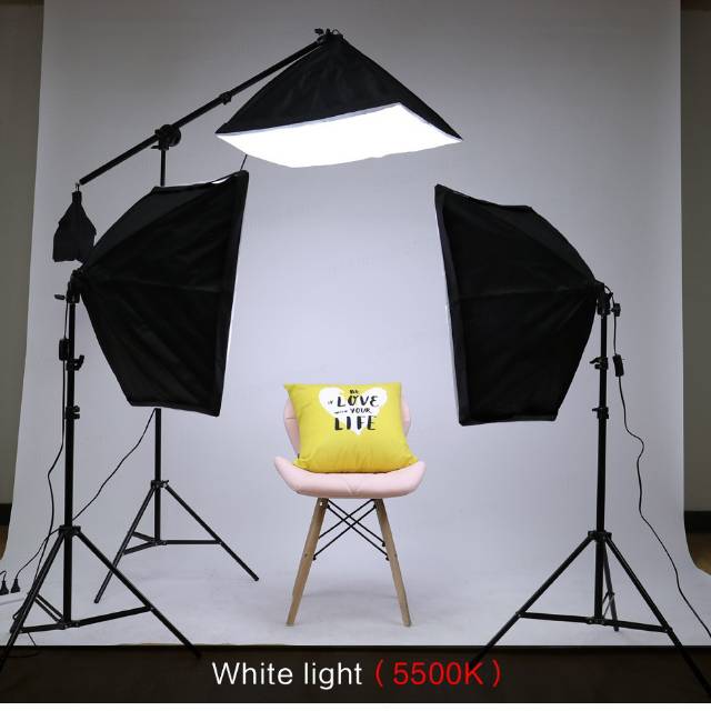 Paket softbox lighting kit - softbox continuous - softbox boom arm - softbox light stand for video