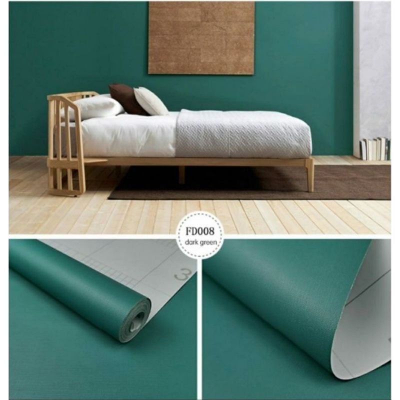 ( BELI 4 GRATIS 2 )Terlaris Wallpaper Sticker Wallpaper Dinding Ruang Tamu Motif Polos | Putih Salur Bunga | Cream | Abu Ungu Kuning Hijau Coklat Merah Pink Biru Batik Bunga Kembang Batu Bata 3D Kotak Segitiga Minimalis Garis Emas Tua Muda Murah-Hijau Tua