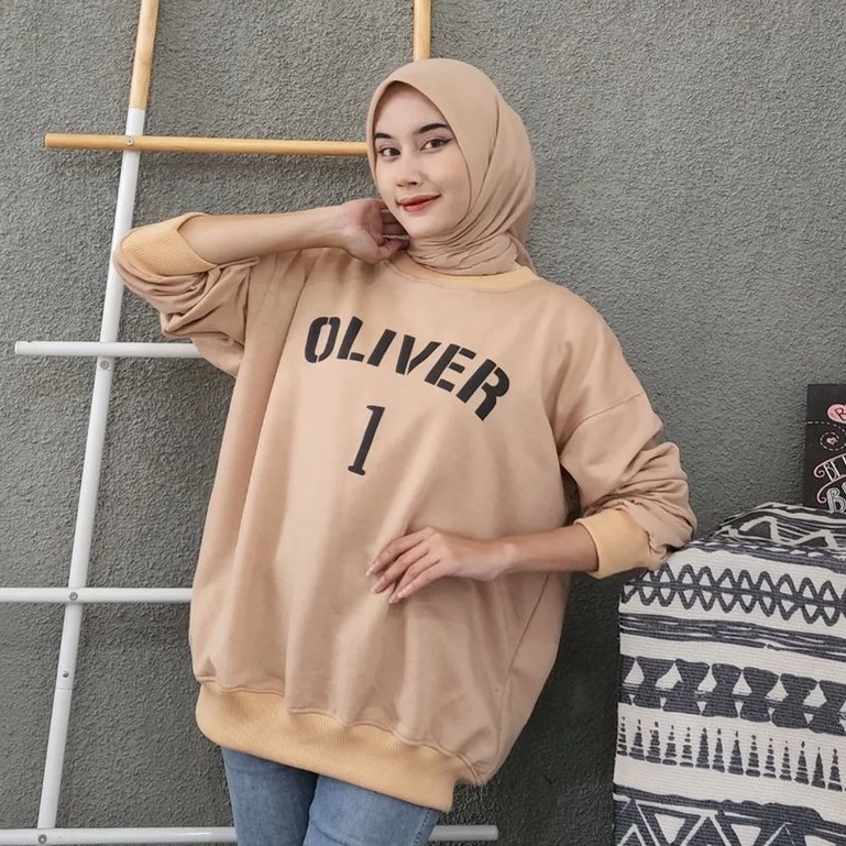 Outwearr Sweaterr Oliverr xxl Atasan Unisex Remajaa Bahan Fleece