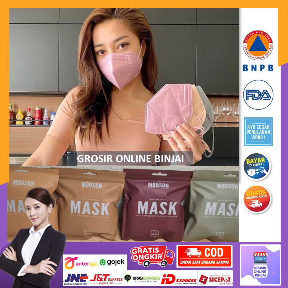 【BISA COD】 Masker KN95 Medis / Masker KN95 Mouson 5ply / Masker KN95 Warna / Masker KF95 Medis