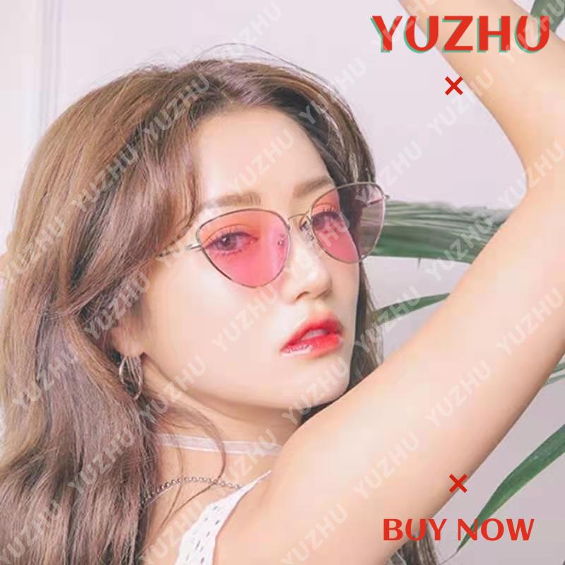 (YUZHU) Bayar di Tempat Kacamata Hitam Wanita Model Retro Cat Eye Sunglasses Women UV400 Protection