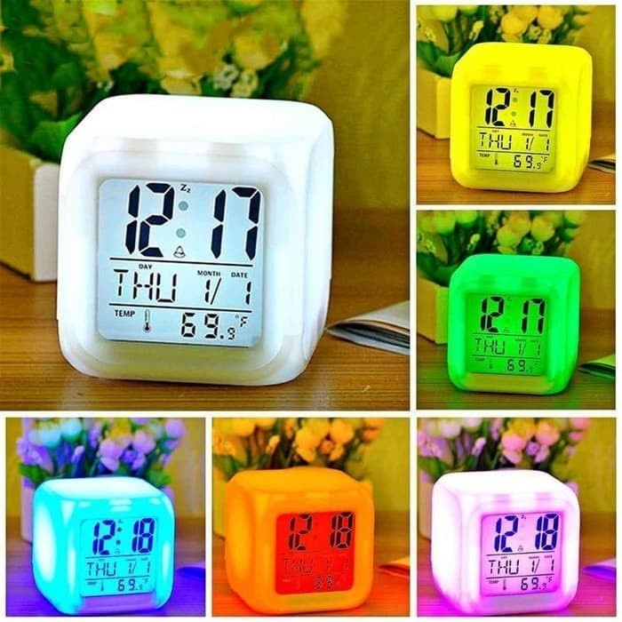 BISA COD Jam Digital LED 3D Mode Malam Bersinar Jam Meja Elektronik Dapat Diatur Kecerahan -   Jam Weker Pintar - Jam Alarm Jam Gantung Dinding - Jam LED Meja Kubus Digital Alarm berubah 7 warna - /jam meja dijital led - jam meja karakter
