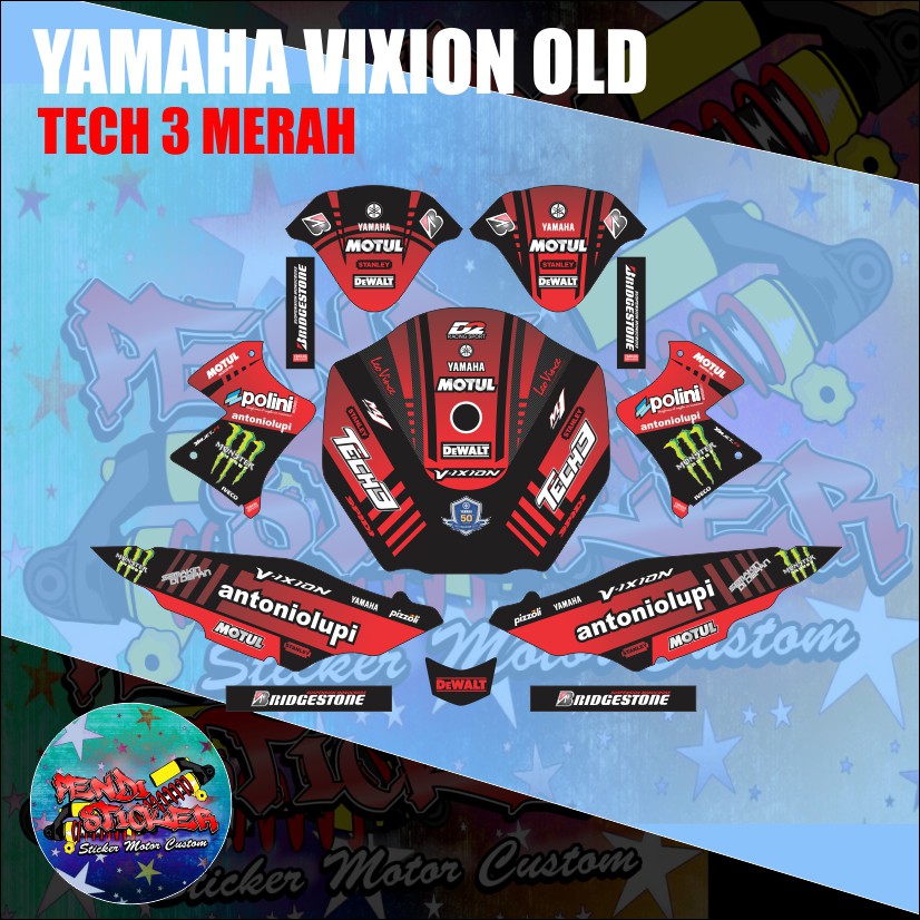 DECAL STICKER YAMAHA VIXION TECH 3 MERAH