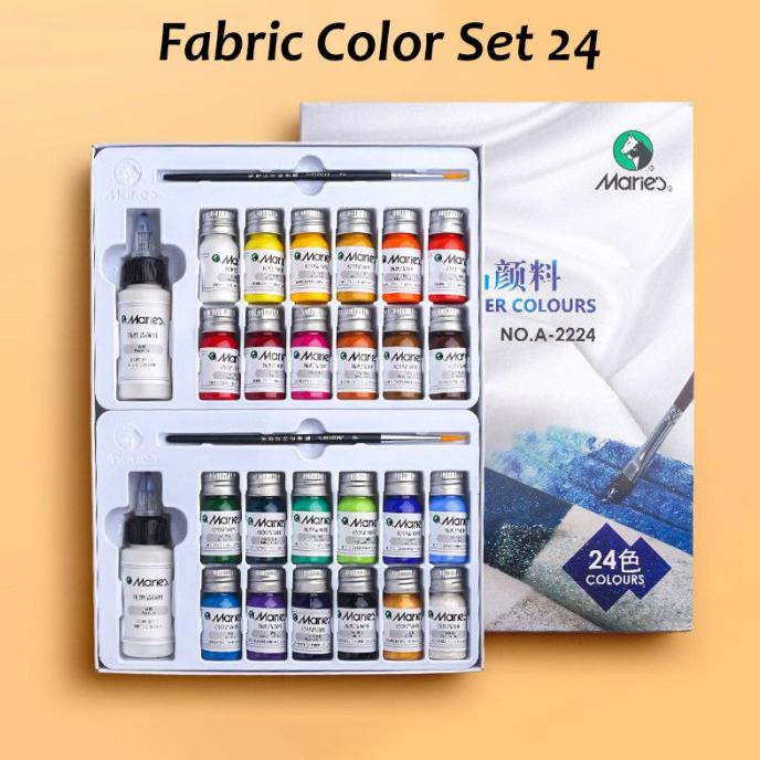 

Monggo] Maries Fabric Paint Set 24 Warna / Cat Lukis Kain / Cat Kain