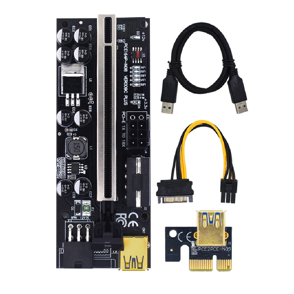 2021 Adapter Riser Card Pci-E Ver009C Plus 1x Ke 16x Pci-E Usb 3.0 Gpu Untuk Komputer