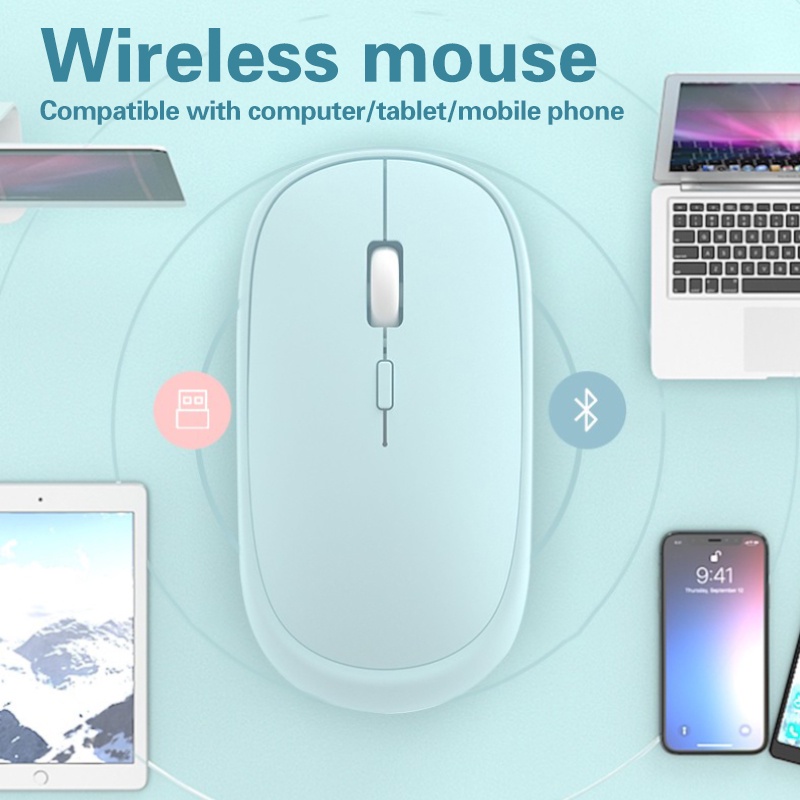 Wireless Mute Mouse Slim Tipis Optical Bisukan Mouse Minimalism Warna Macaron dengna desain 2.4G untuk PC Laptop