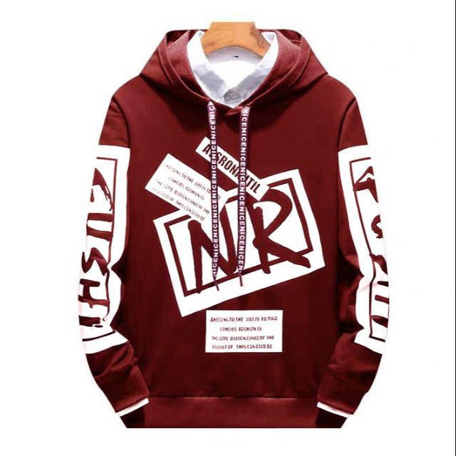 TOTOTAshop.sweater hoodie NR pria,bahan babyterry premium,motif sablon halus,lengan panjang