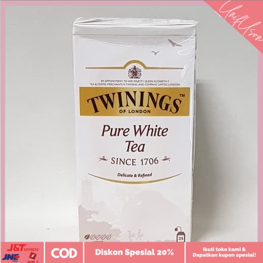 

⭐COD⭐ TWININGS Pure White Tea 25 bags x 1.5 gr